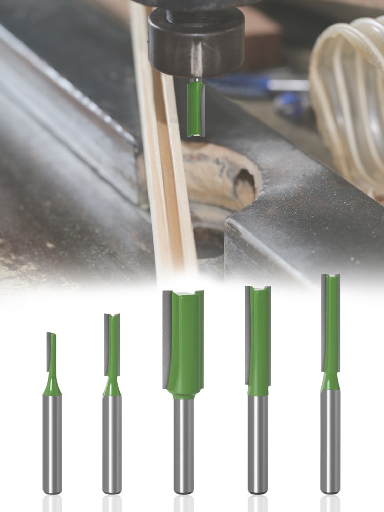 BOSCH Adet 1/4 Inç Shank Tek Çift Flüt Düz Bit Freze Kesici Ahşap Yönlendirici Bit Doğrama Aracı (Yurt Dışından)