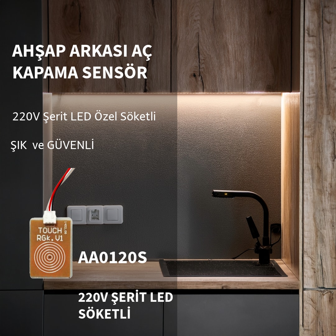 220V Ahşap Arkası Dokunmatik Sensör Anahtarı