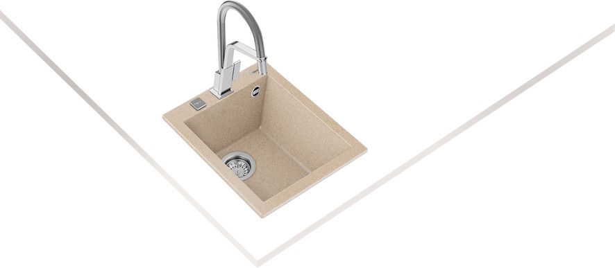 FORSQUARE 34.40 TG AVENA BEIGE Ankastre Kumanda Sifonlu Granit Eviye Bej 34 cm 115230012