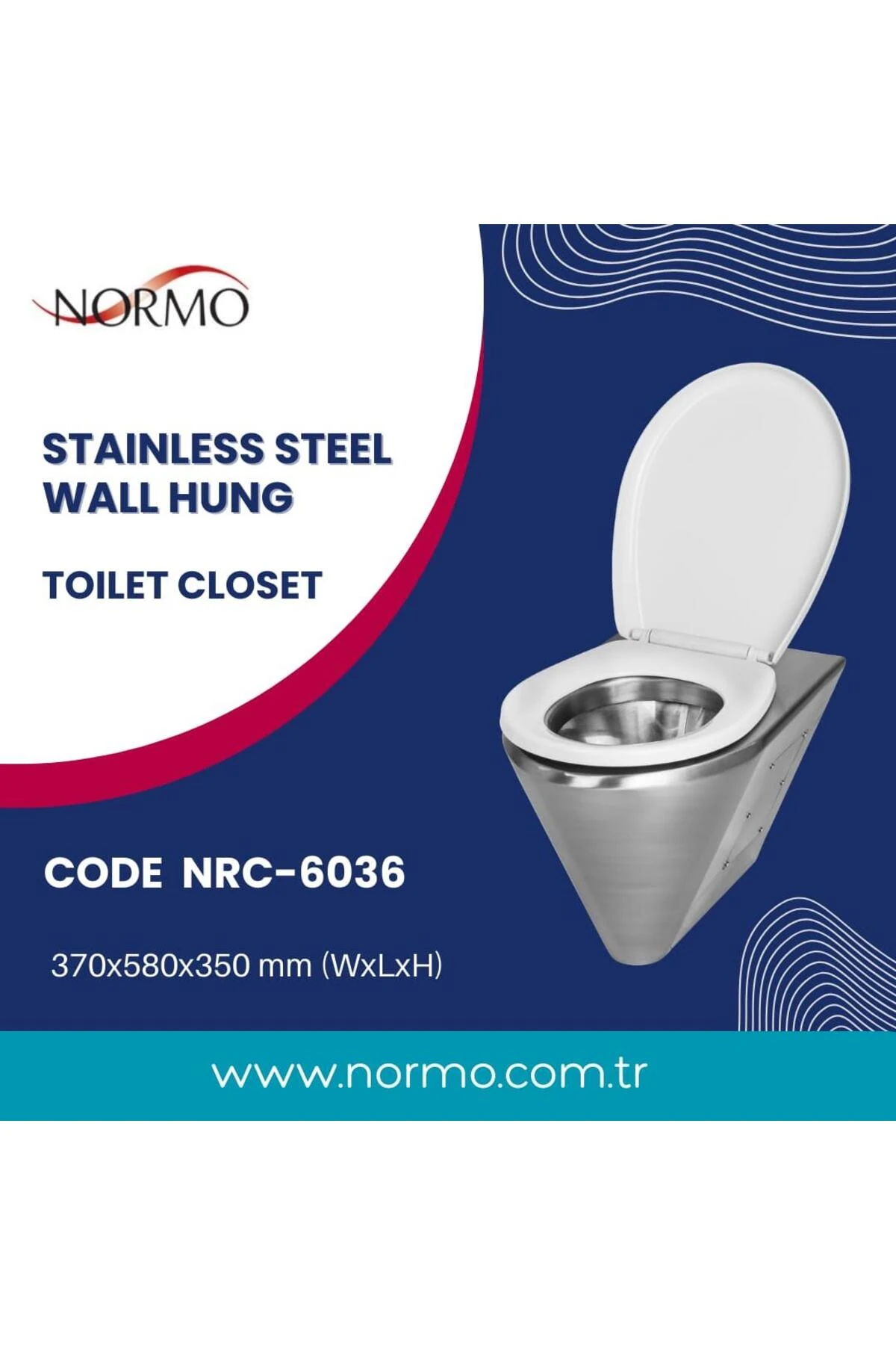 Paslanmaz Çelik Engelli Klozetis Çıkışlı-r: Rezervuar Taharet Çubuklu 370x700x800mm (nrc-6038-