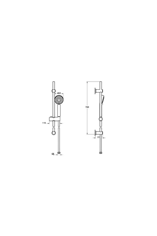 Punto A45252 3F Rail El Duş Seti, Krom