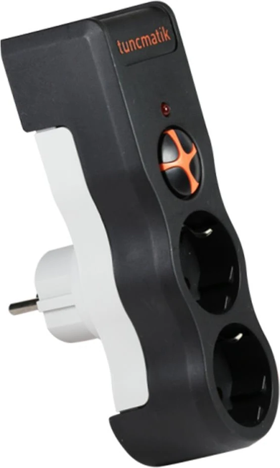 Tuncmatik İkili Akım Korumalı Priz Anahtarlı Siyah TSK19022(1050 Joule)