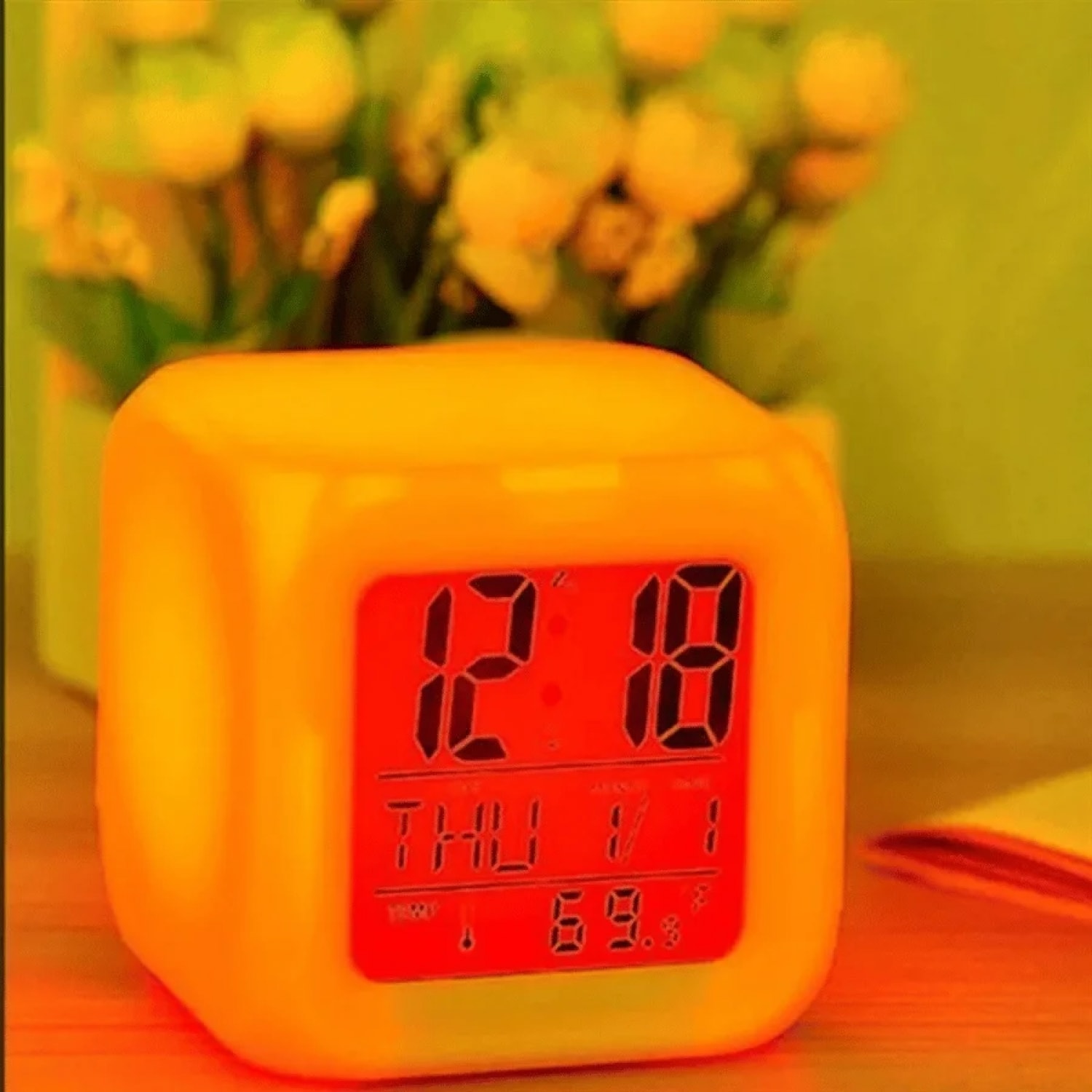 LED Dijital Renkli Masa Saati Alarm Termometre Tarih Masaüstü Saat (4887)