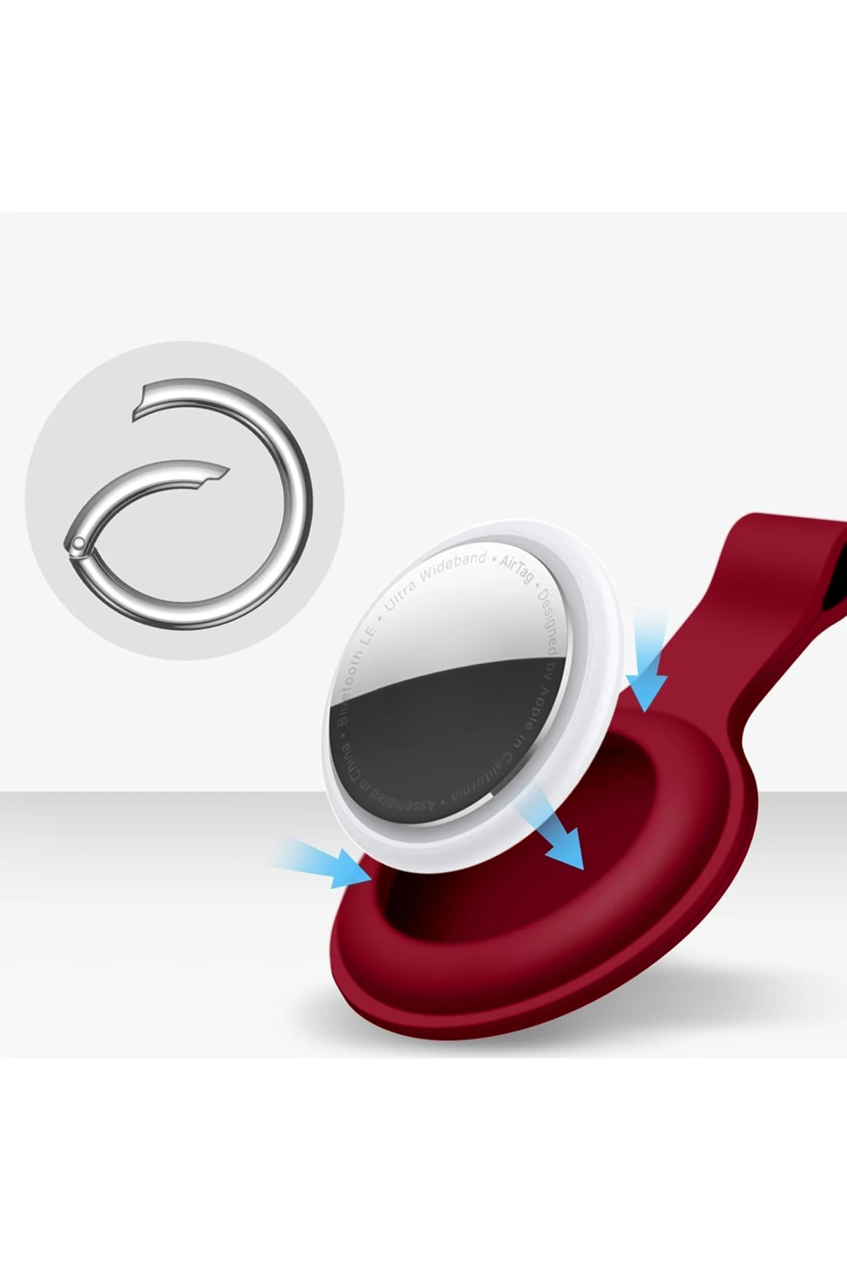 Apple AirTag Uyumlu Silikon Koruyucu Anahtarlık Arkası Kapalı Düşmez Yıkanabilir