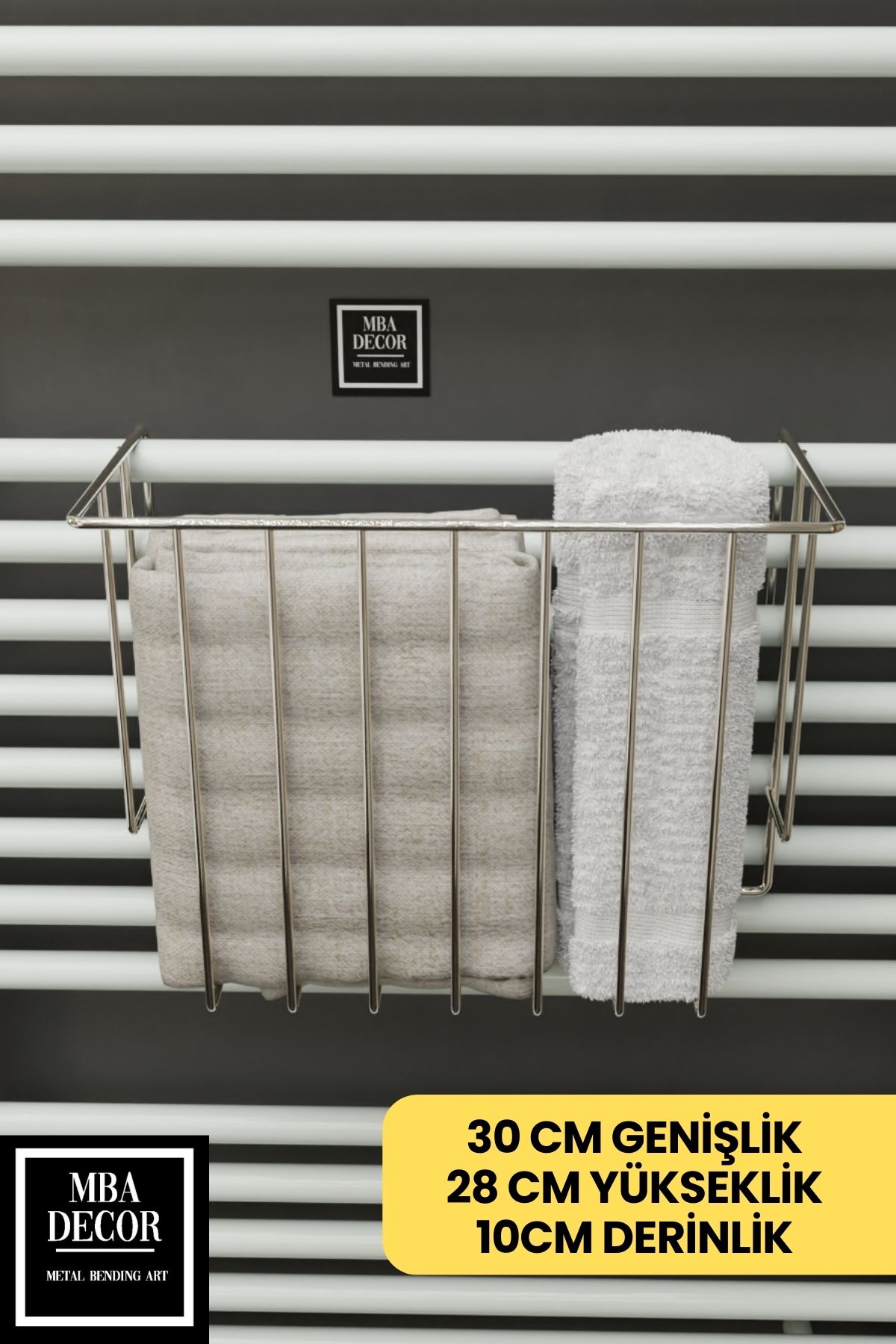 Gümüş Havlupan Düzenleyici Asılabilir Organizer Banyo Havluluk Tuvalet Kağıdı 30x28x10cm