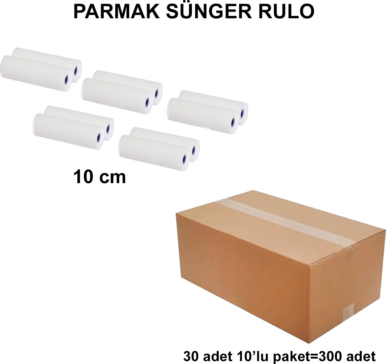 Izmir Fırça Arge Toptan Parmak Rulo Sünger Yedek 10 cm (10'lu) 300 Adet 012837