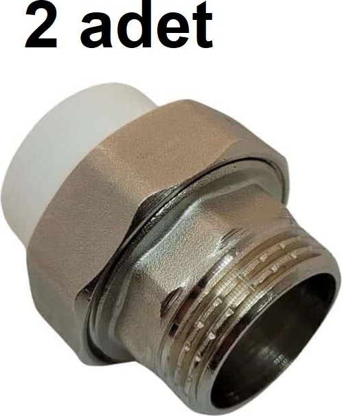 Pp Dış Diş Oynar Başlı 20*1/2 Dış Dişli Rekor-Erkek Nipel 2 Adet