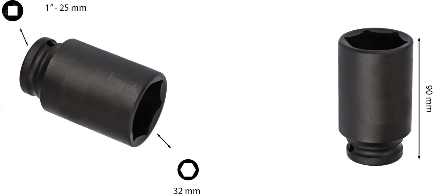 32 mm 1” 6 Köşe Derin Havalı Lokma Anahtar C84-H32