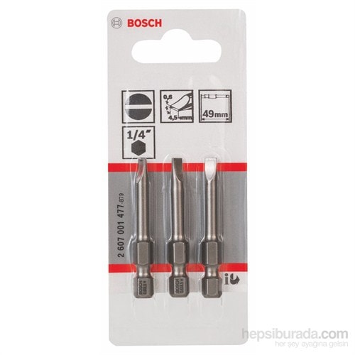 BOSCH - 3'Lü Paket - Ekstra Sert Seri Vidalama Ucu - S 0,6X4,5, 49 Mm