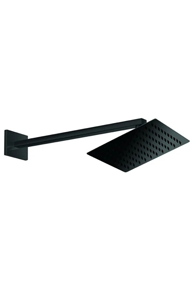 Ankastre Duş Başlığı Kare Slim Metal 20x20 Cm Siyah Ads27-s