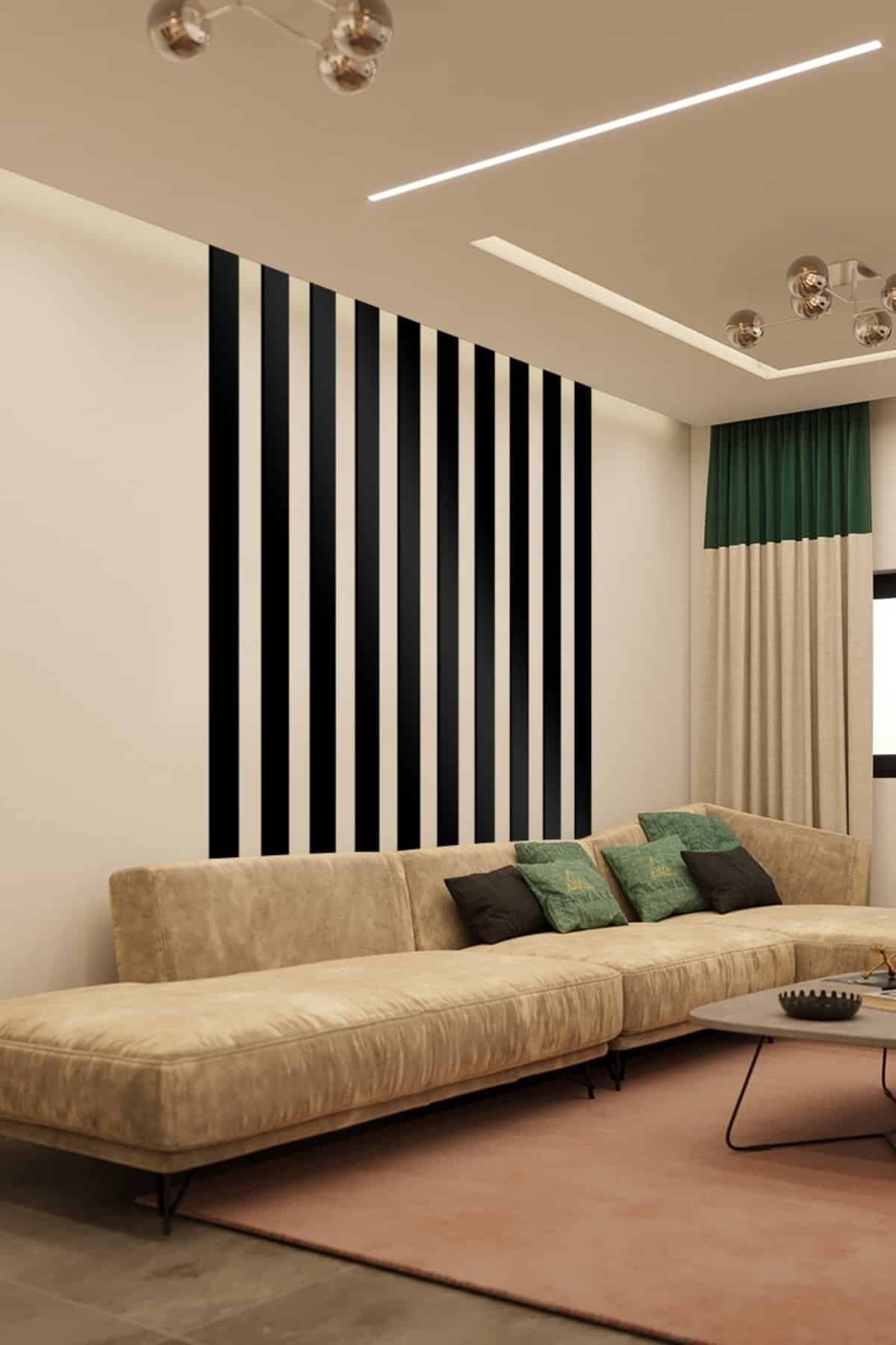 Dekorasyon Ahşap Şerit Duvar Panelleri Duvar Çıtası Iskandinav Siyah (5 ADET)