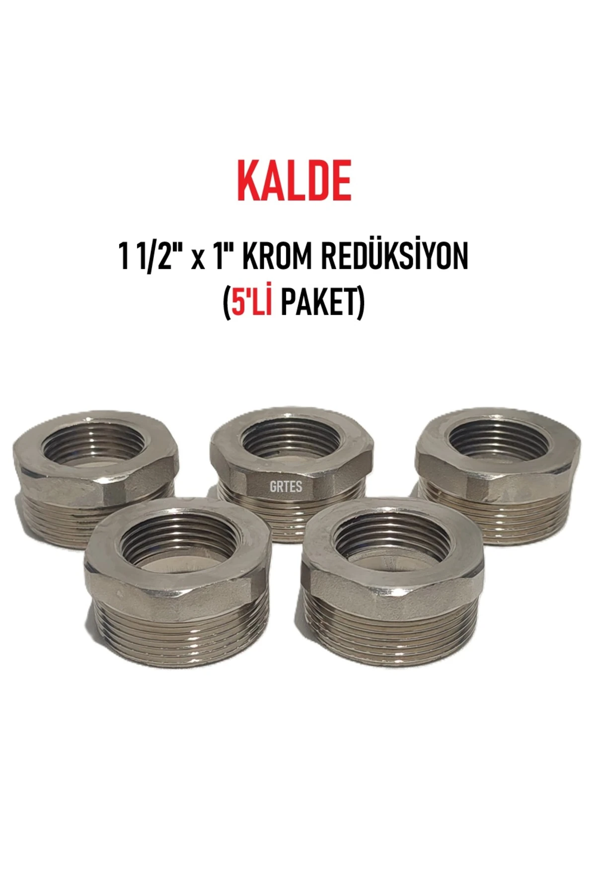 (5'li Paket) 1 1/2" x 1" Sarı/Krom Redüksiyon - Brass Reduction
