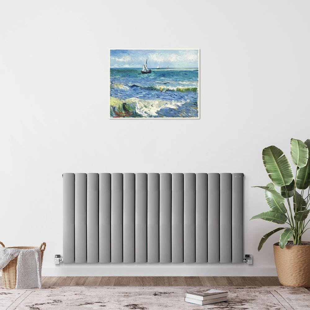 300X955MM Yatay Alüminyum Radyatör Dekoratif Tasarım Gümüş Gri Lilac