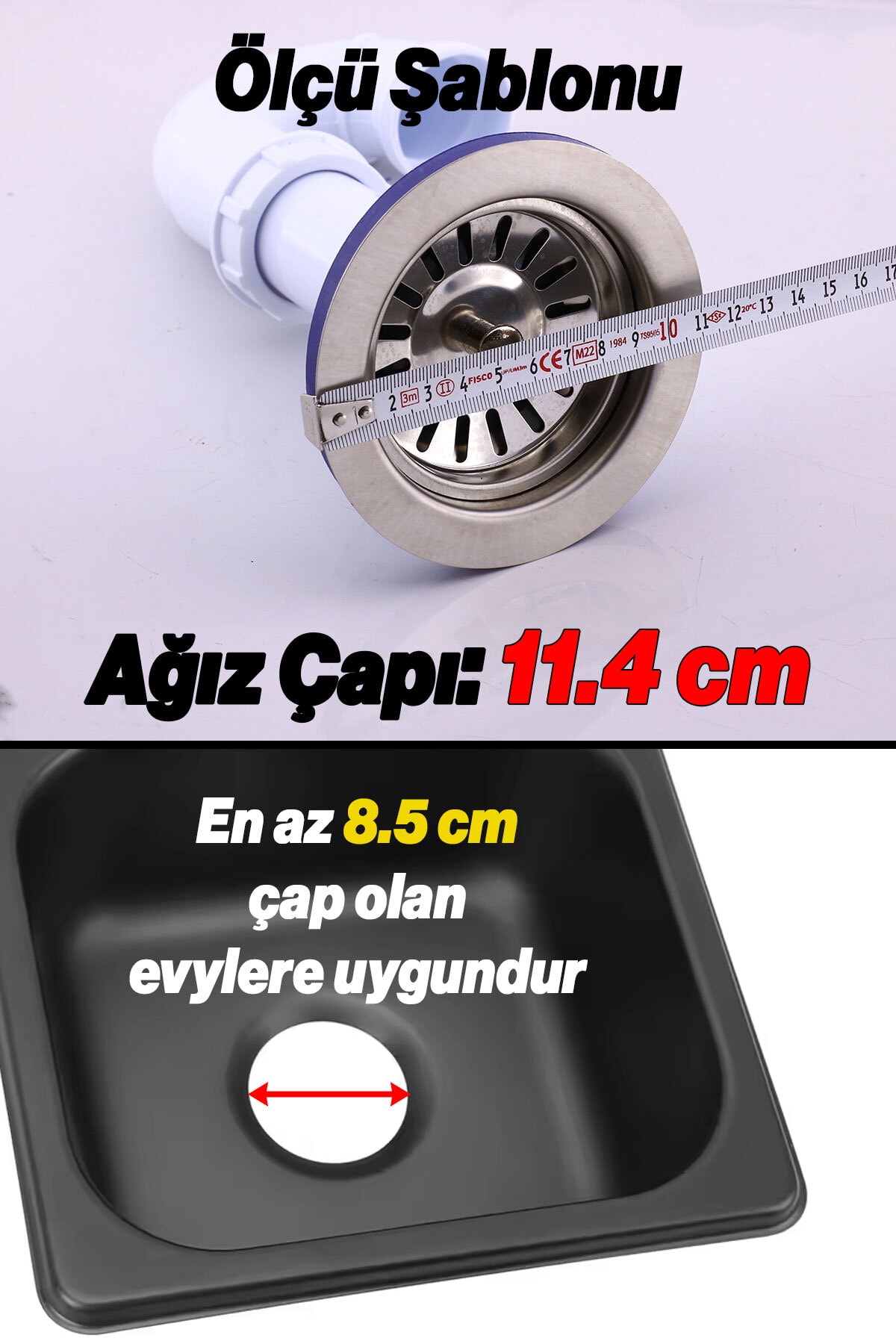 Geniş Ağızlı Lavabo Sifonu Körüklü Koku Önleyici Sökülebilir Evye Gider Borusu Pop-Up Çekvalfli