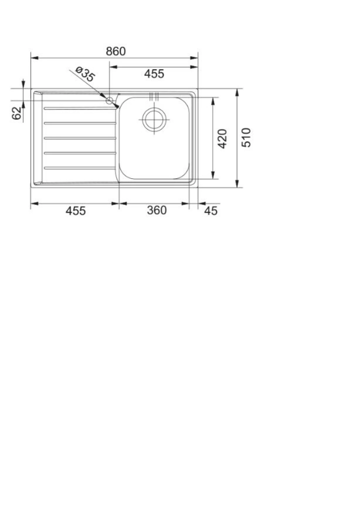 Neptun - Nex 611 Paslanmaz Çelik Eviye Sol Damlalıklı