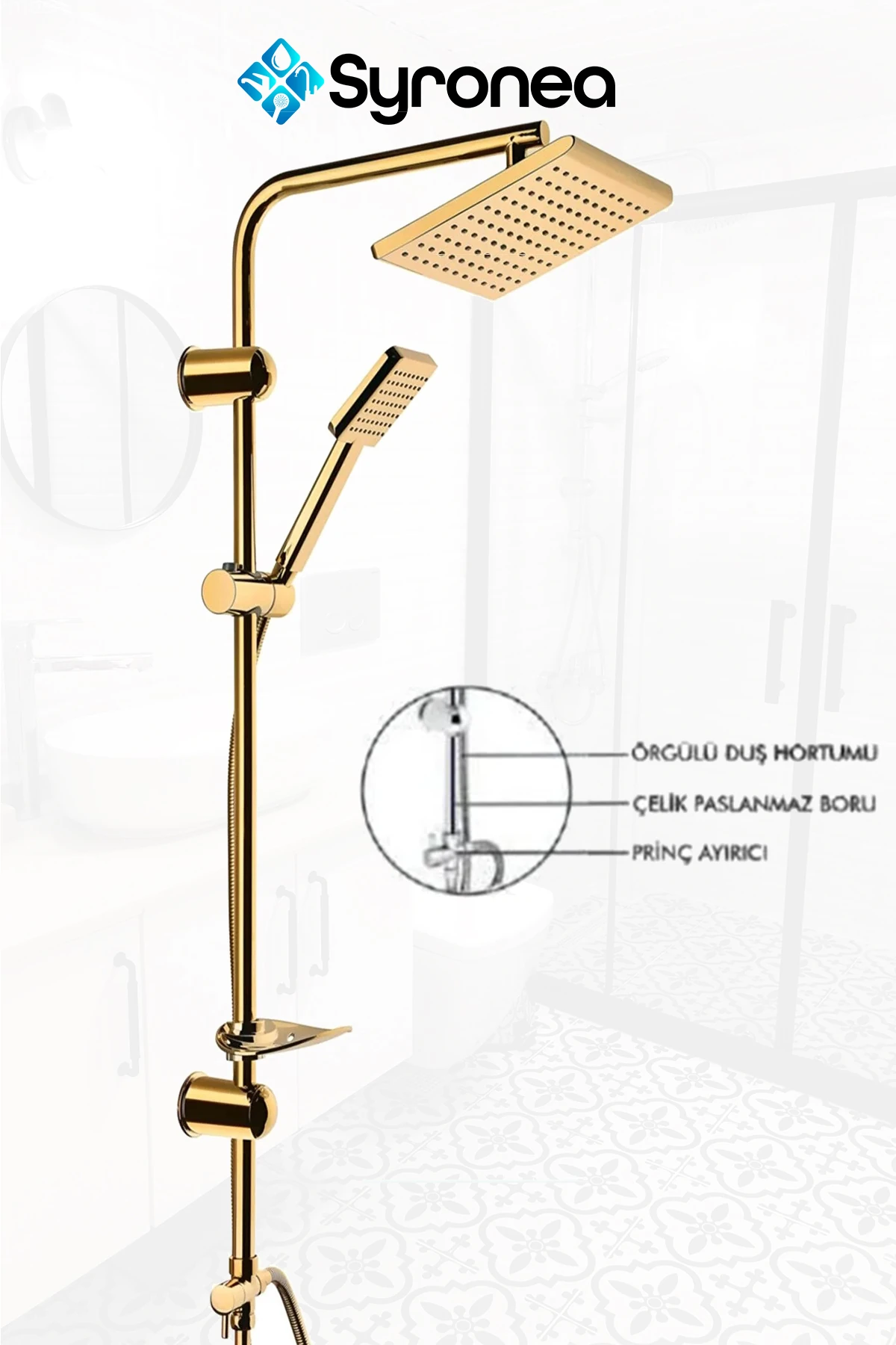 Altın Kare Yeni Nesil Siyah Robot Tepe Yağmurlama Duş Seti Duş Başlığı Duş Hortum