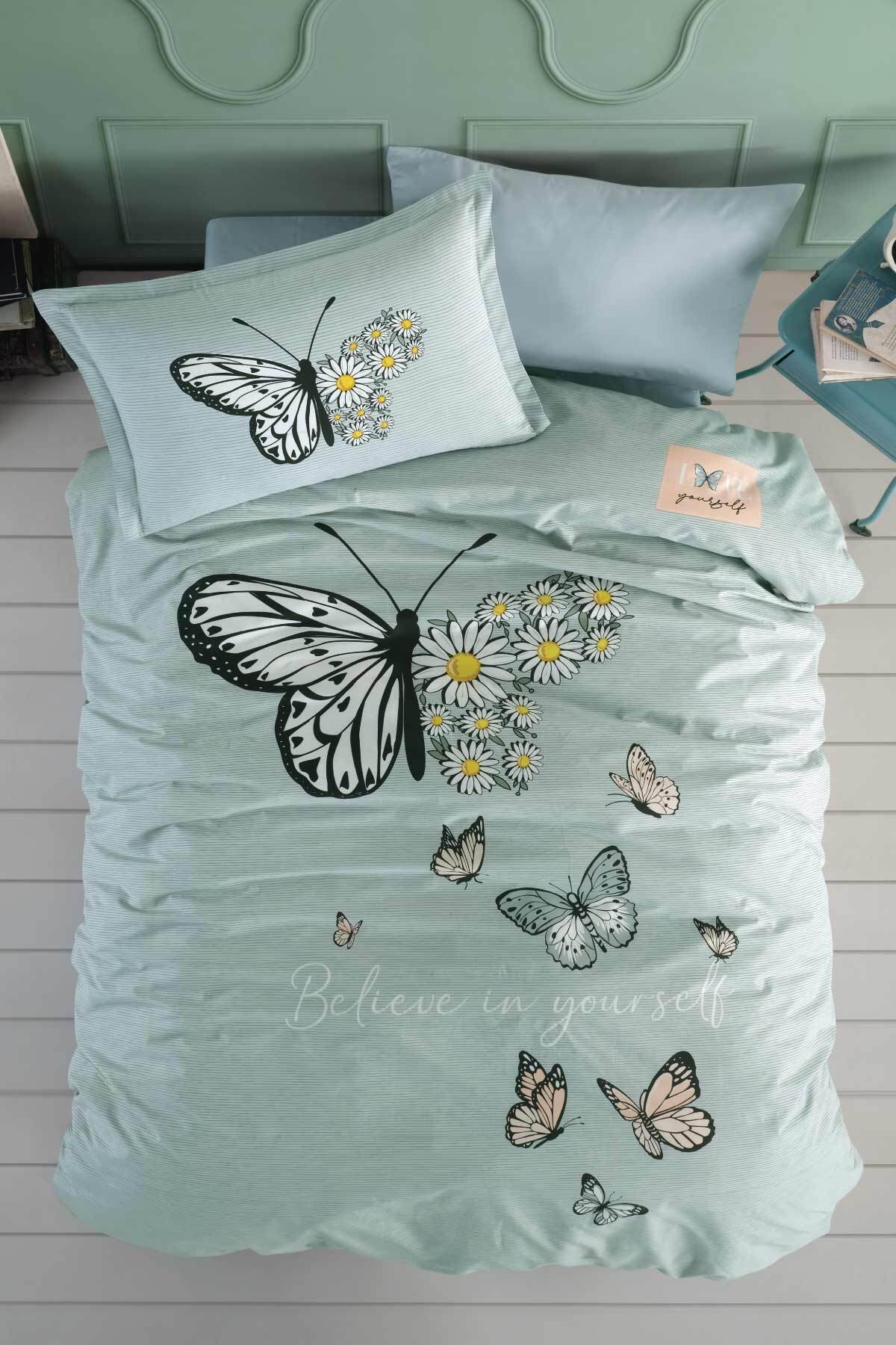 Genç Ranforce Tek Kişilik Nevresim Takımı Daisy Love V1 Mint