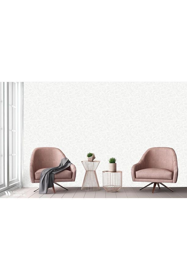 Seven 7812-1 Beyaz Yaprak Desenli Duvar Kağıdı 16,50 M2