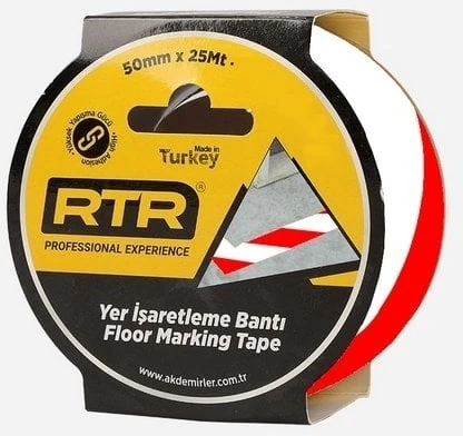 RYN5025K Yer Işaretleme Bantı 48 mm 25 mt Kırmızı-Beyaz