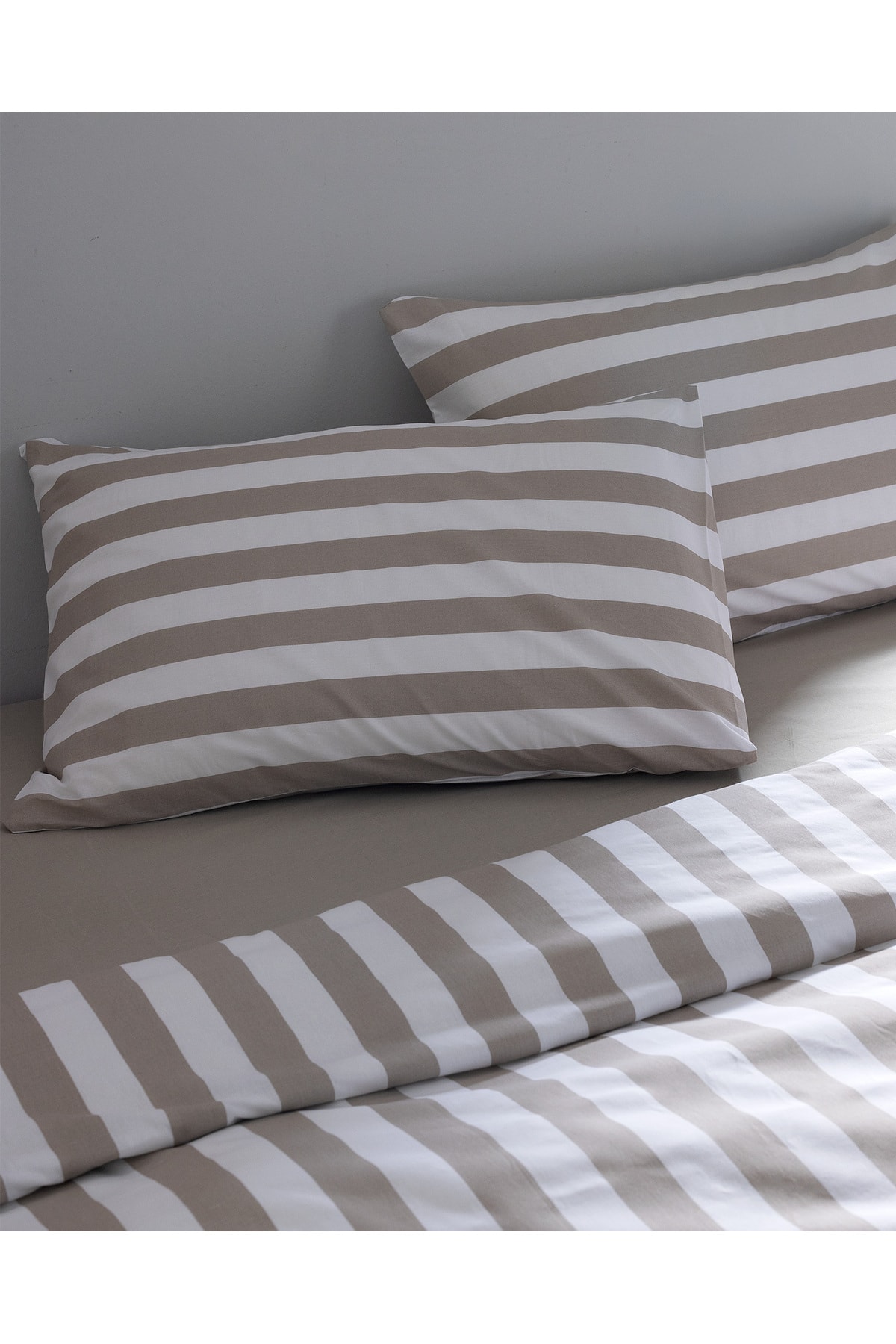 Avignon King Size %100 Pamuk Ranforce Baskılı Nevresim Takımı - Bej