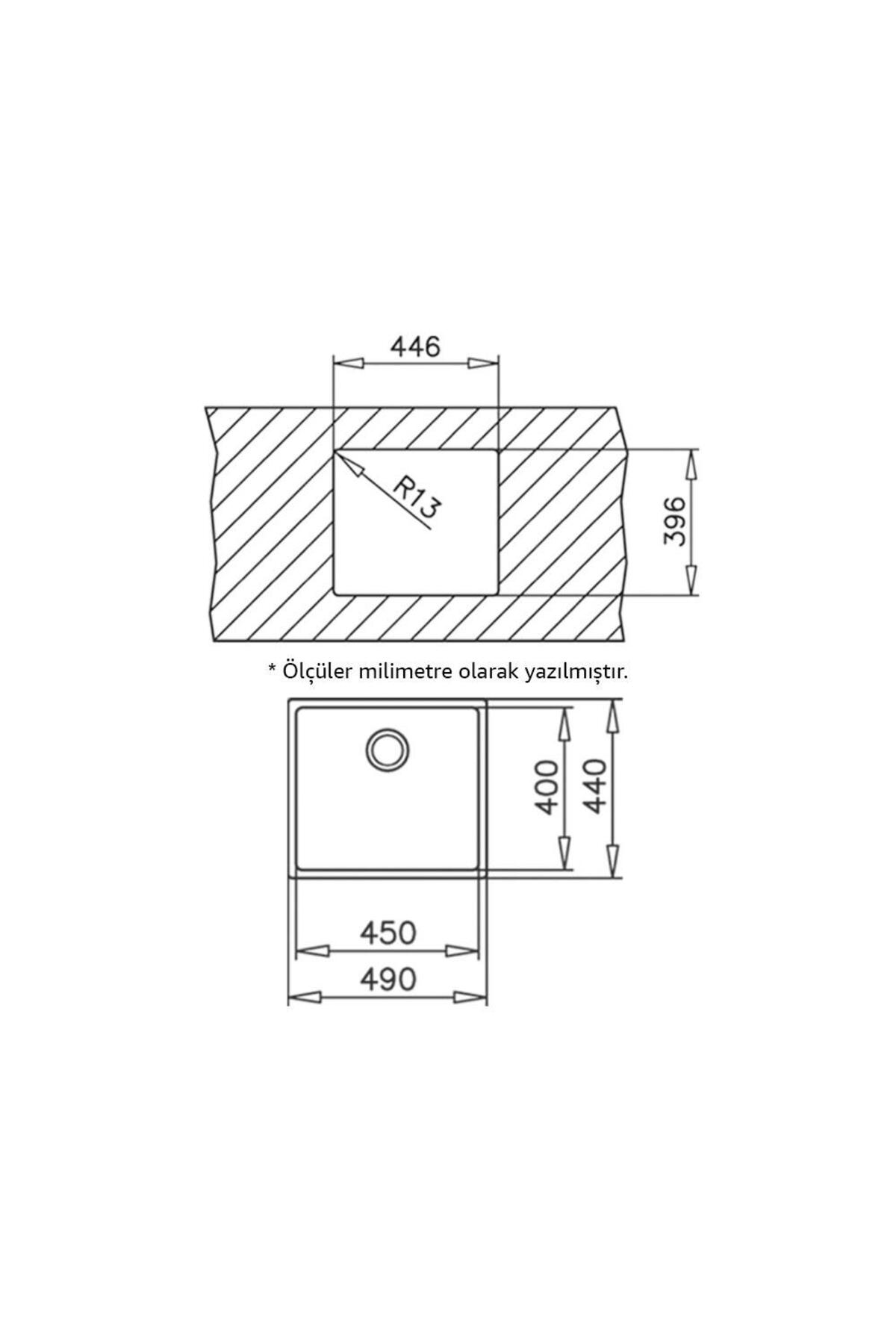 40×45 Nano Black Petek Desenli Eviye Paslanmaz Çelik Mutfak Evyesi, Mutfak Lavabosu(SİFON DAHİL)