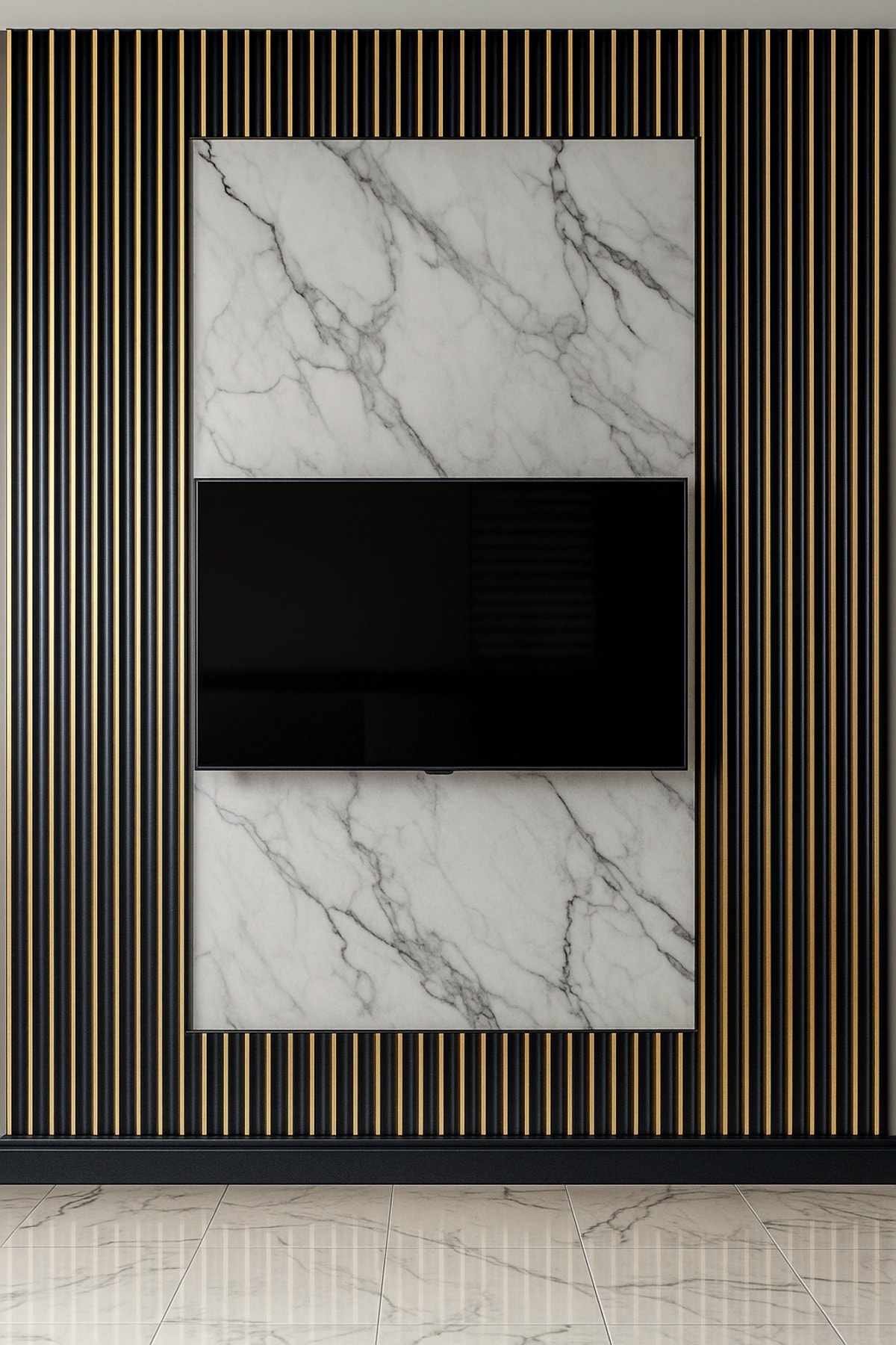 Pvc Polimer Black Gold Duvar Lambiri Ofis Tv Arkası Koridor Dekoratif Panel