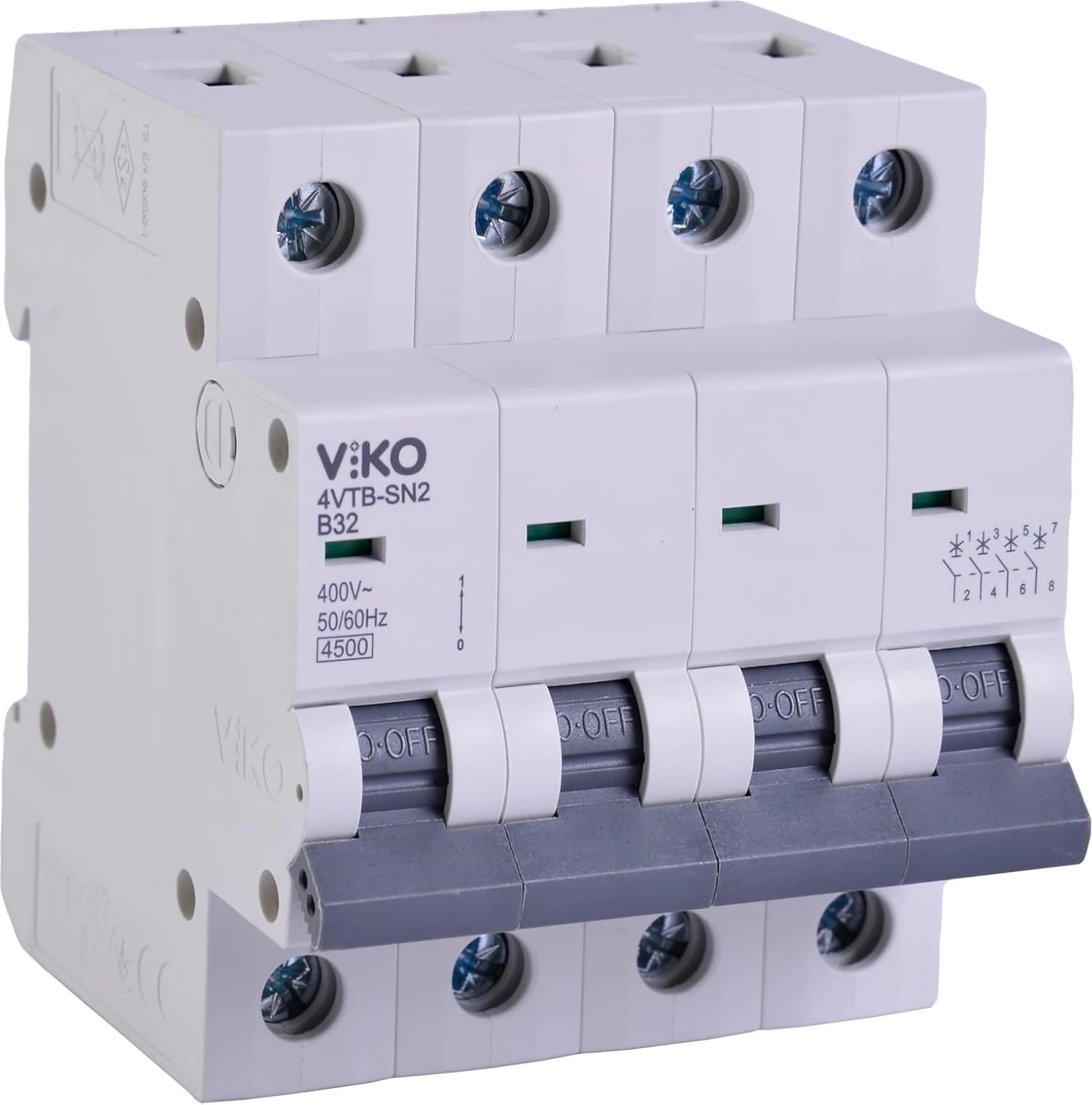 4VTB-4B32 Otomatik Sigorta 4,5ka B Tipi 4 Kutup 32A