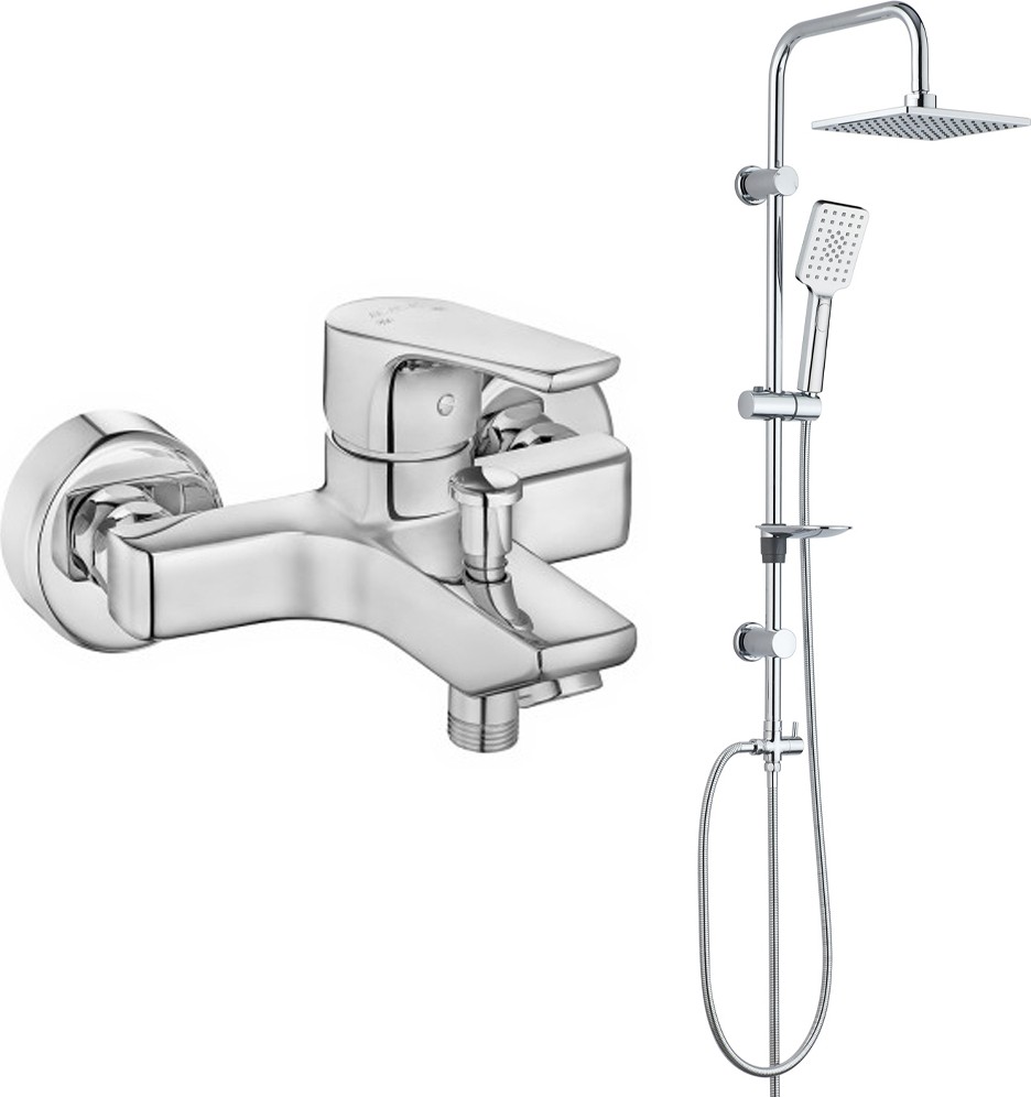 Eca Niobe Banyo Bataryası + T-May Banyo Belen Tepe Duş Takımı Seti Krom Paslanmaz