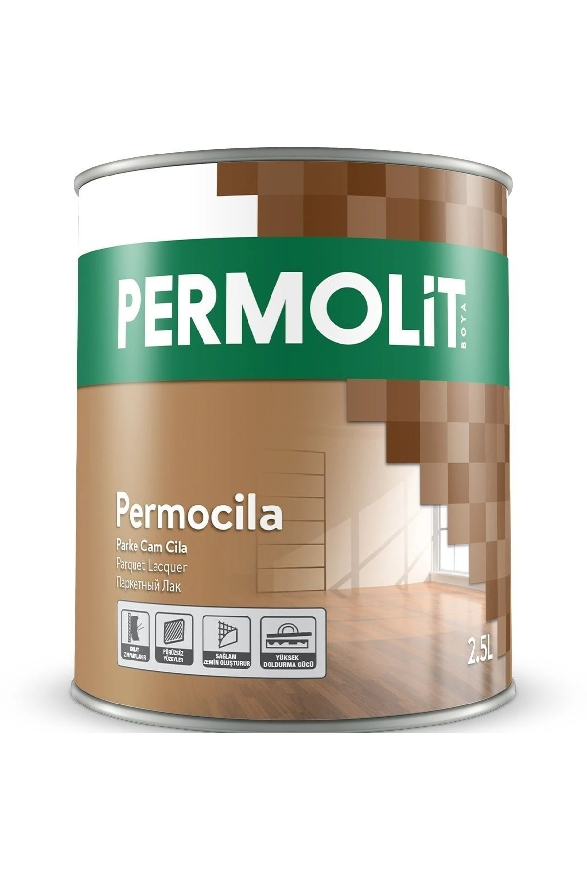 Ahşap Parke Şeffaf Parlak Cam Cila 2.5 Lt.