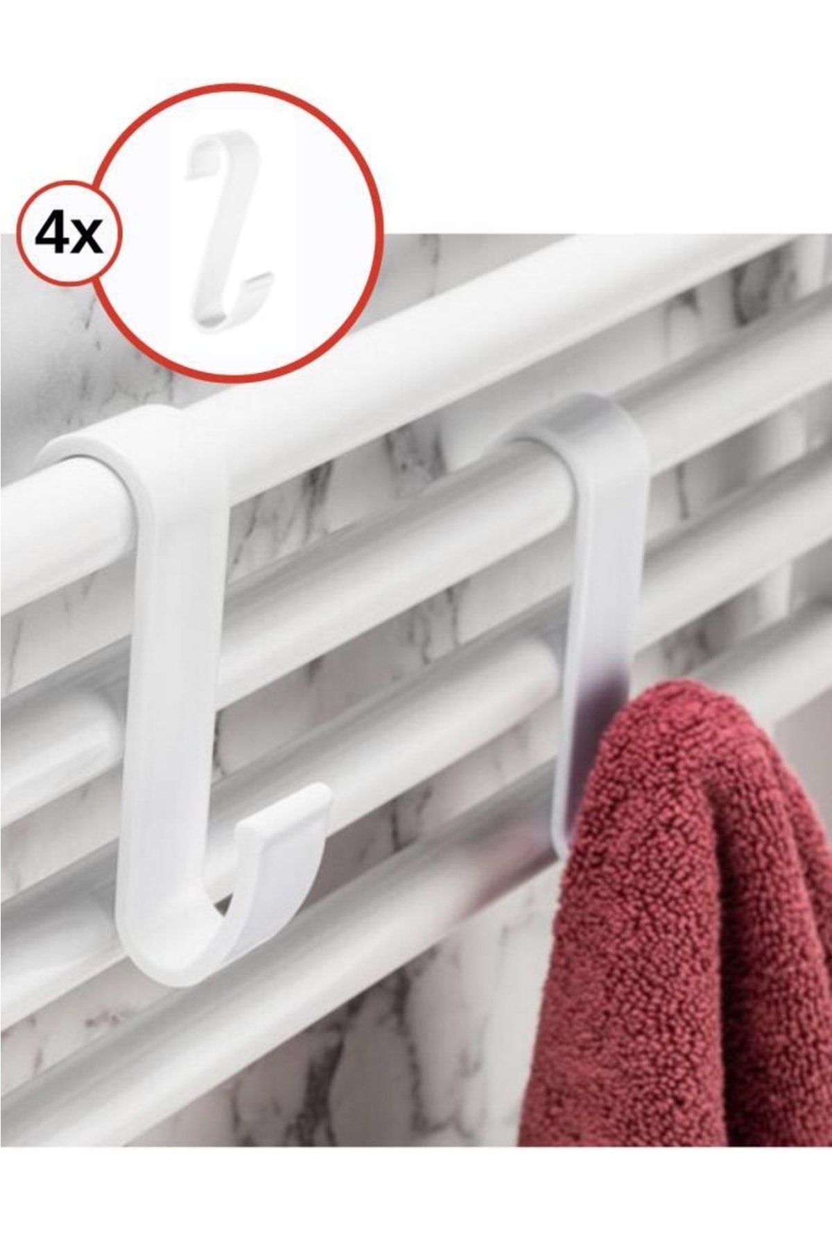 4 Adet Havlupan Duşakabin Askısı, Petek Banyo Mutfak Kancalı Havlu Bornoz Askısı 4’lü Set