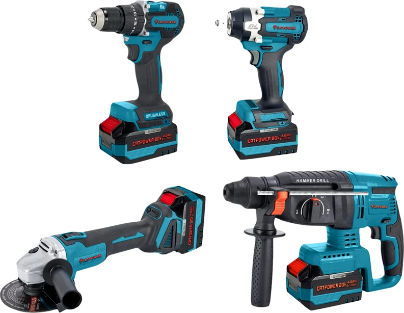 1580 Akülü 4''lü Alet Seti (Kömürsüz Motor) 3 Adet 4 Ah Akü