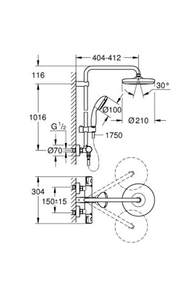 Bau System 210 Duvara Monte Termostatlı Duş Sistemi - 26699000