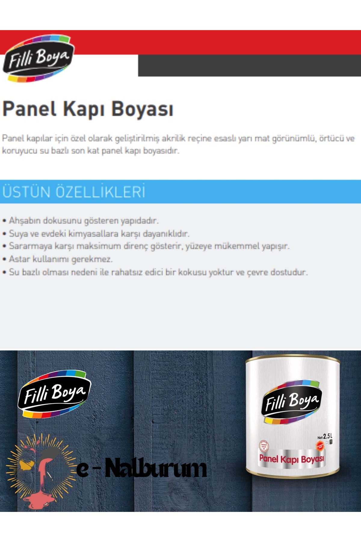 Kokusuz Üstün Dayanımlı Amerikan Panel Kapı Boyası 2.5lt