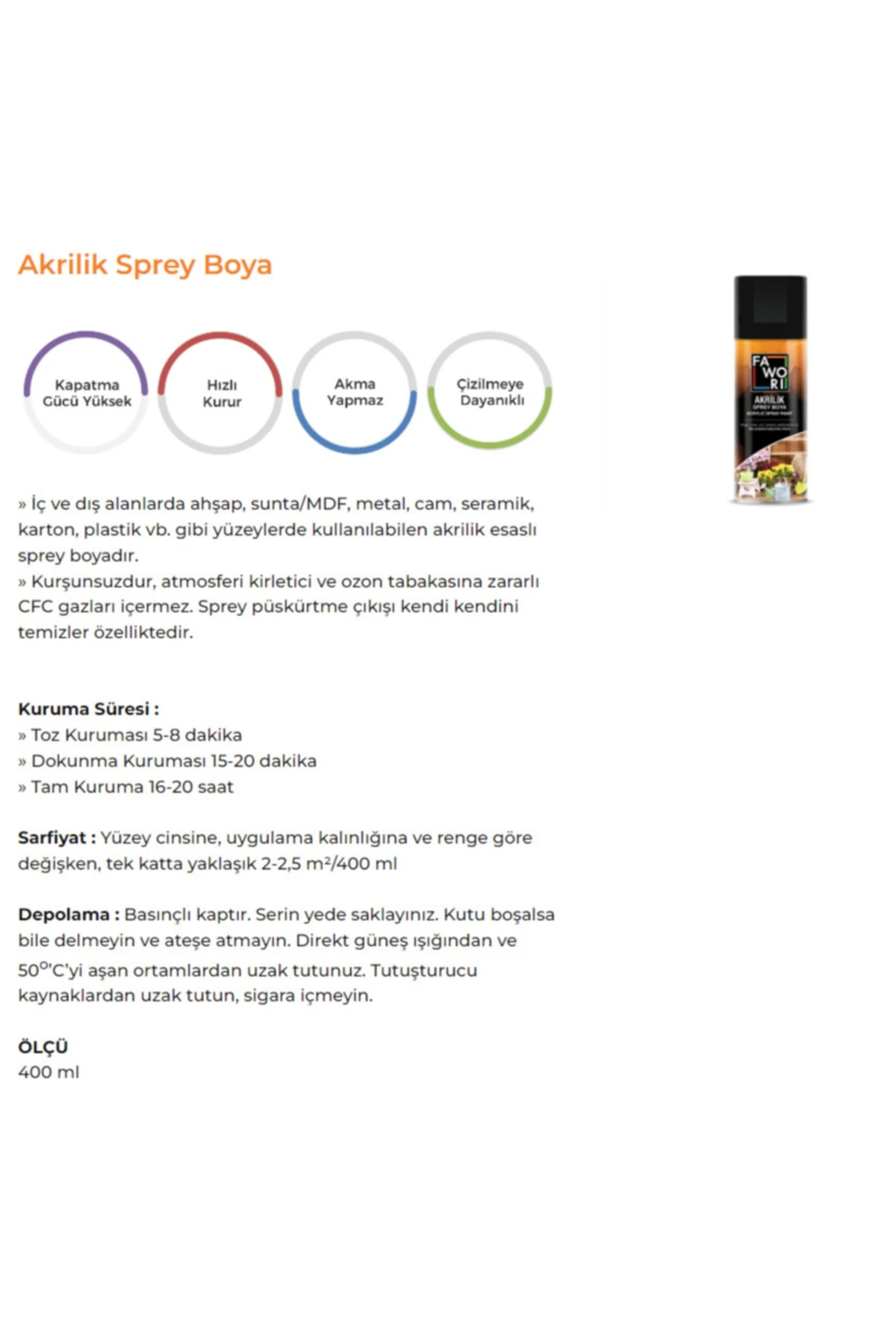 Akrilik Sprey Boya 400 Ml. Mat Siyah (MADE İN İTALY) 2022 Üretim