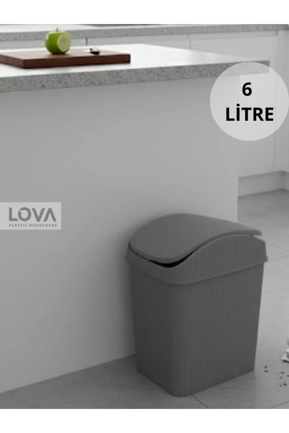 Deco Maxi Mutfak Banyo Tezgah Üstü Çöp Kovası 6'lt