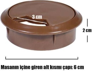 5'li Masa Üstü Kablo Kanalı Deliği Kapağı Kahverengi Masa Kapağı 6 cm
