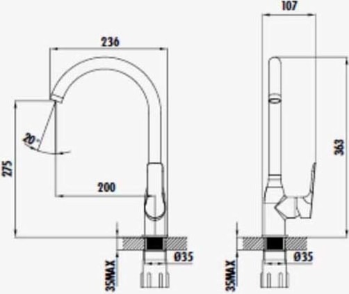 PR8501 Pure Mutfak Armatürü creavit eviye bataryası
