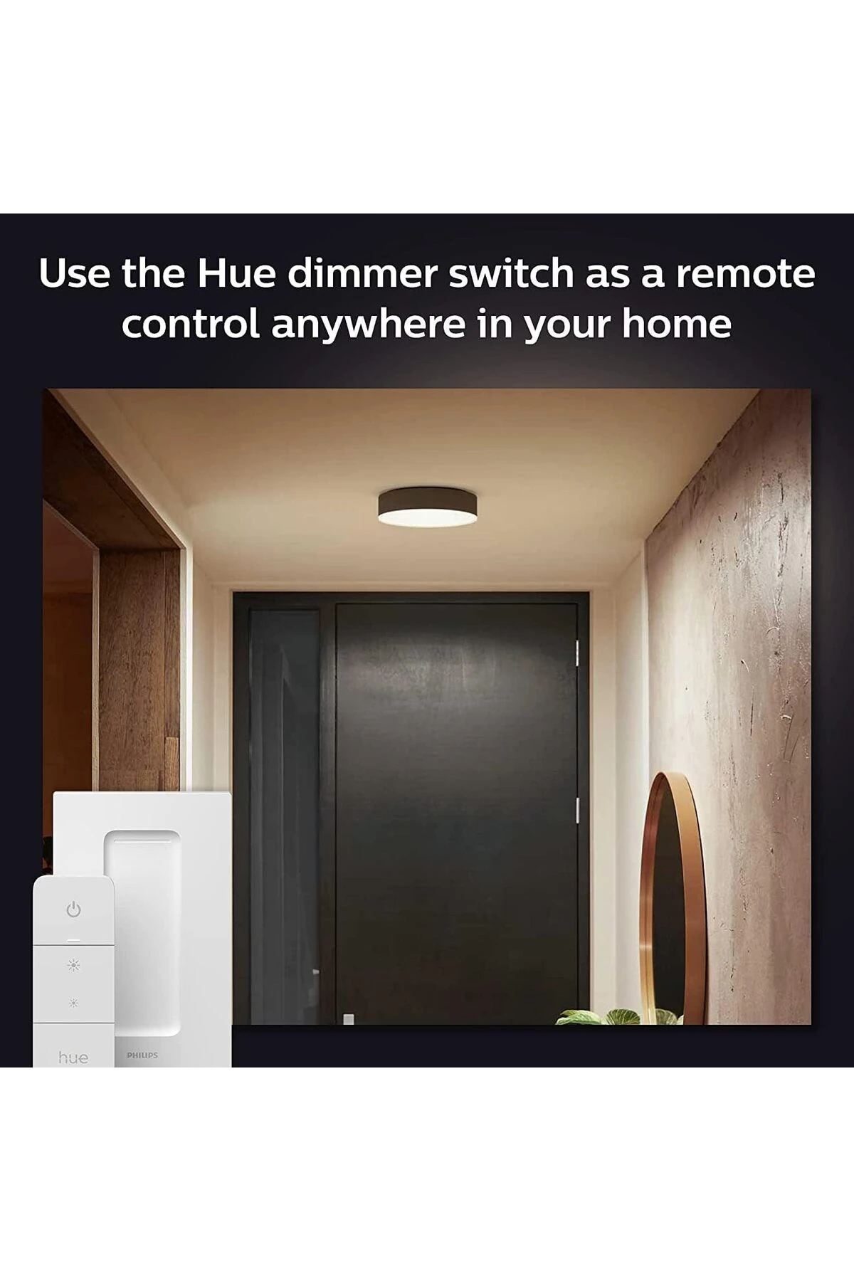 Hue Beyaz Amb. Enrave Tavan Lambası M Siyah, 2400 lm, Dimmer Anahtarlı