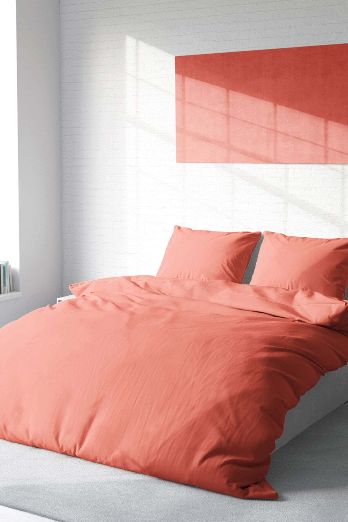 Kıng Sıze Somon Lux Pamuk Ranforce Çift Kişilik Nevresim Takımı 220x240cm