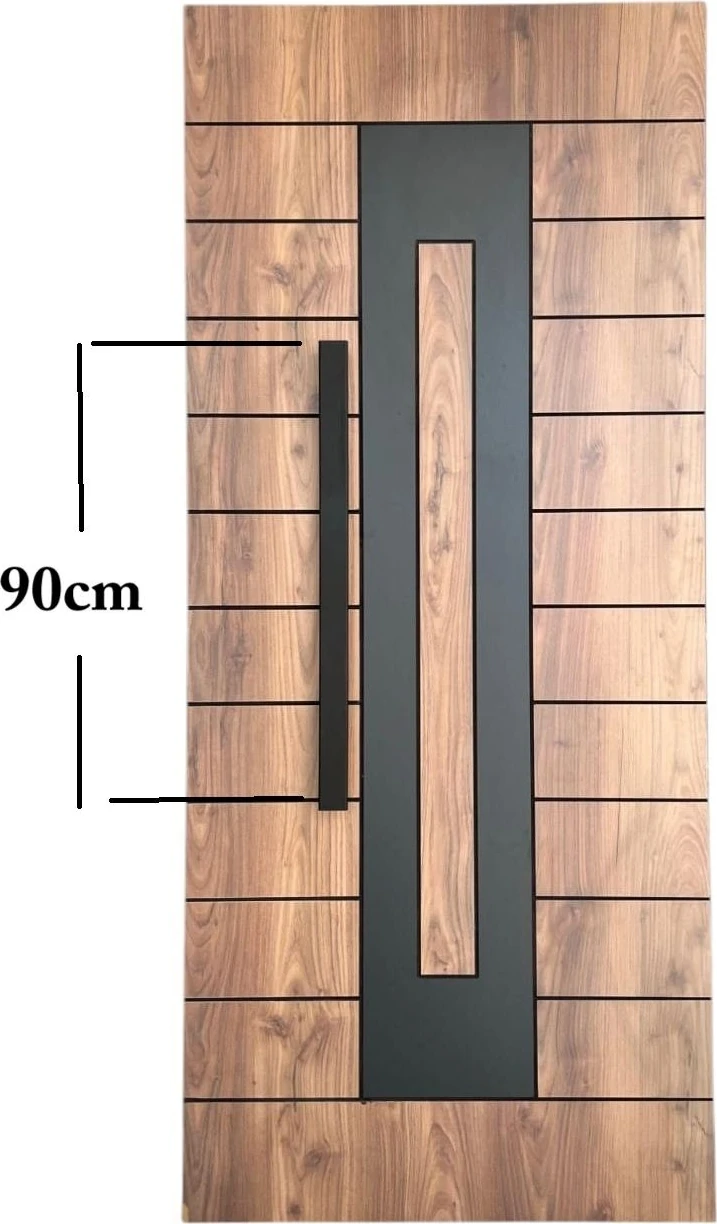 Siyah Dikdörtgen Çelik Kapı Kolu, 90CM, Dayanıklı ve Şık Tasarım
