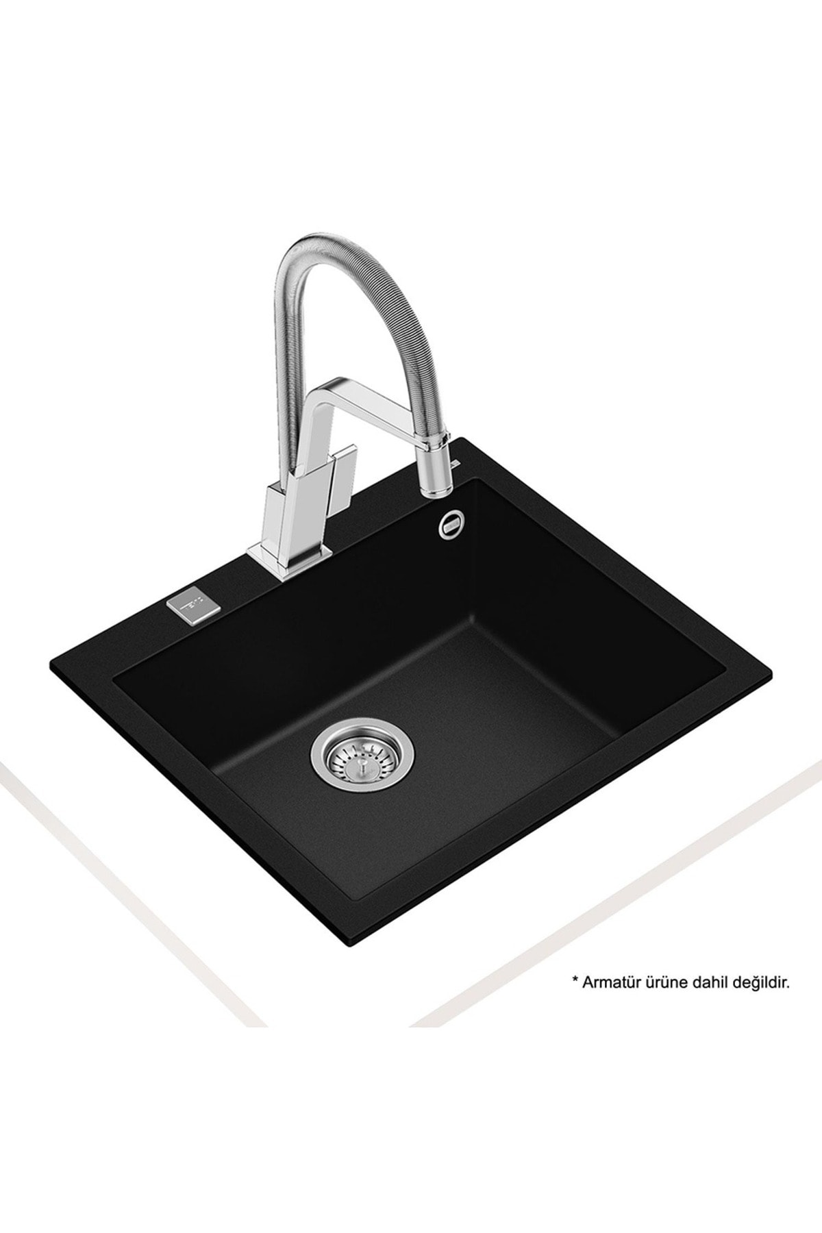 FORSQUARE 50.40 TG BLACK Granit Evye, Tezgah üstü