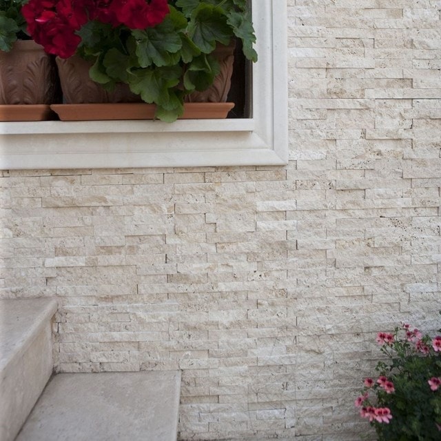 2,5X10Cm Klasik Doğal Taş Traverten Patlatma Taş Mozaik Duvar Kaplaması