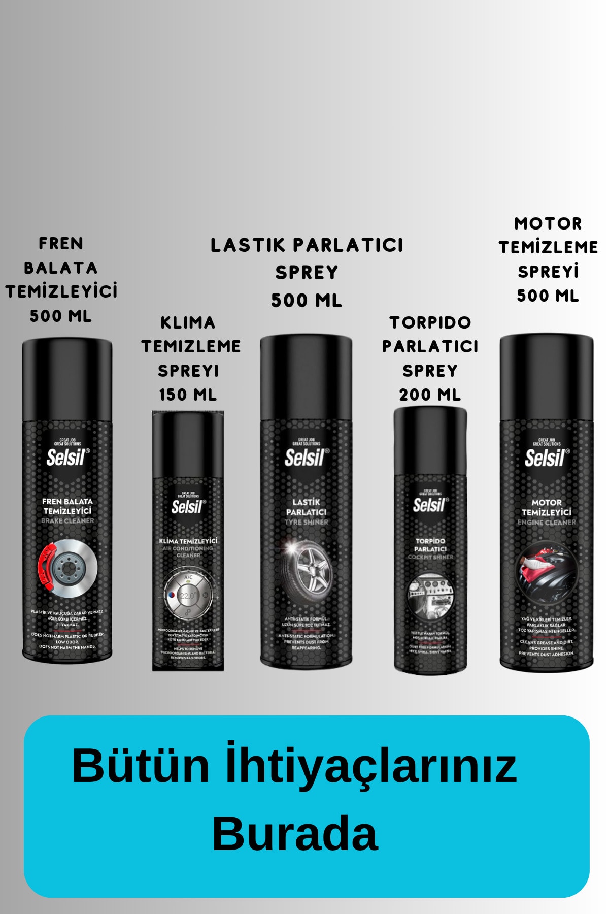 Oto Bakım Temizlik Seti Lastik Parlatıcı Uyumlu Torpido Parlatıcı Klima Temizleme Araç TemizlemeSeti