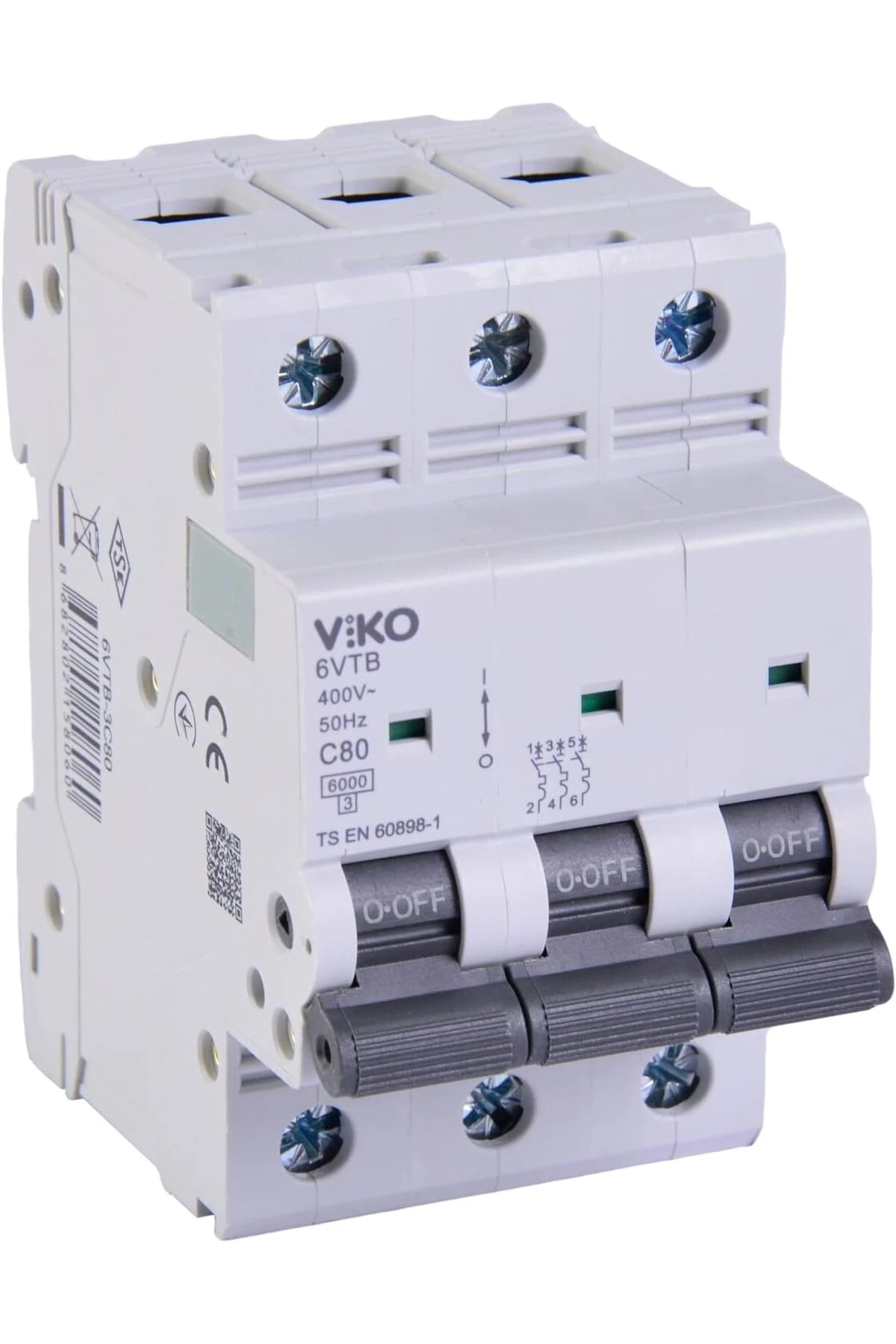 6VTB-3C80 Otomatik Sigorta 6KA C Tipi 3 Kutup 80A Trent&Co 1166718