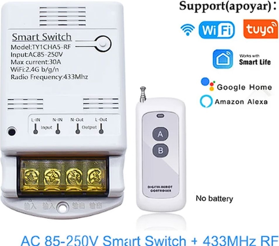 Tuya Wifi Destekli 30A /433 MHz Kumandalı Röle
