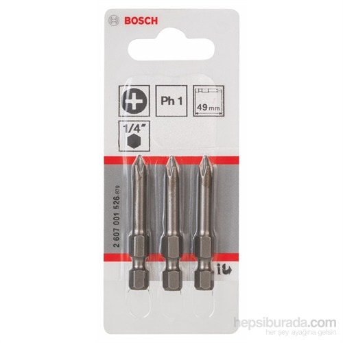 BOSCH - 3'Lü Paket - Ekstra Sert Seri Vidalama Ucu - Ph 1, 49 Mm