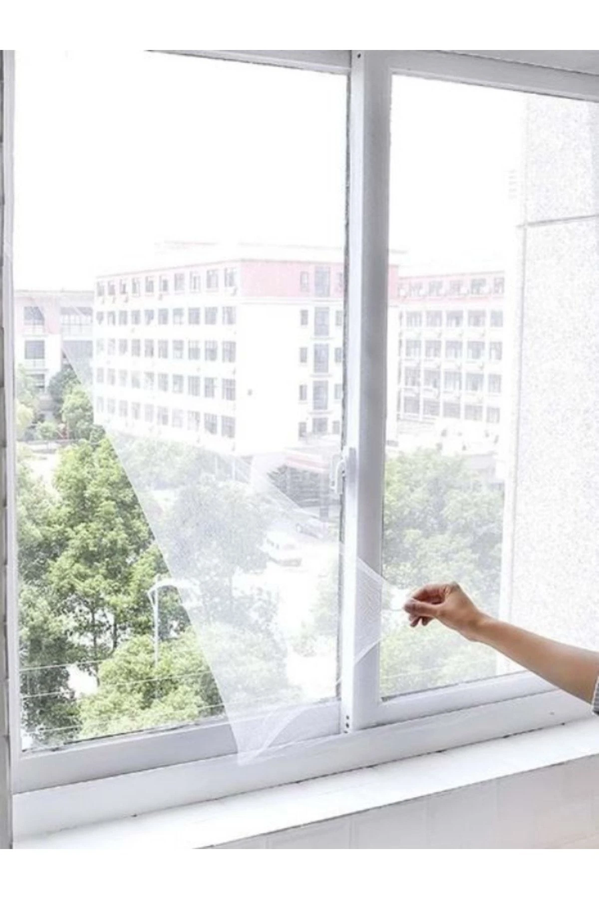 75x125 Cm Pencere Sinekliği Tül Sineklik Cam Kapı Kara Sinek Koruyucu Yapışkanlı Cırtlı Pratik Sinek