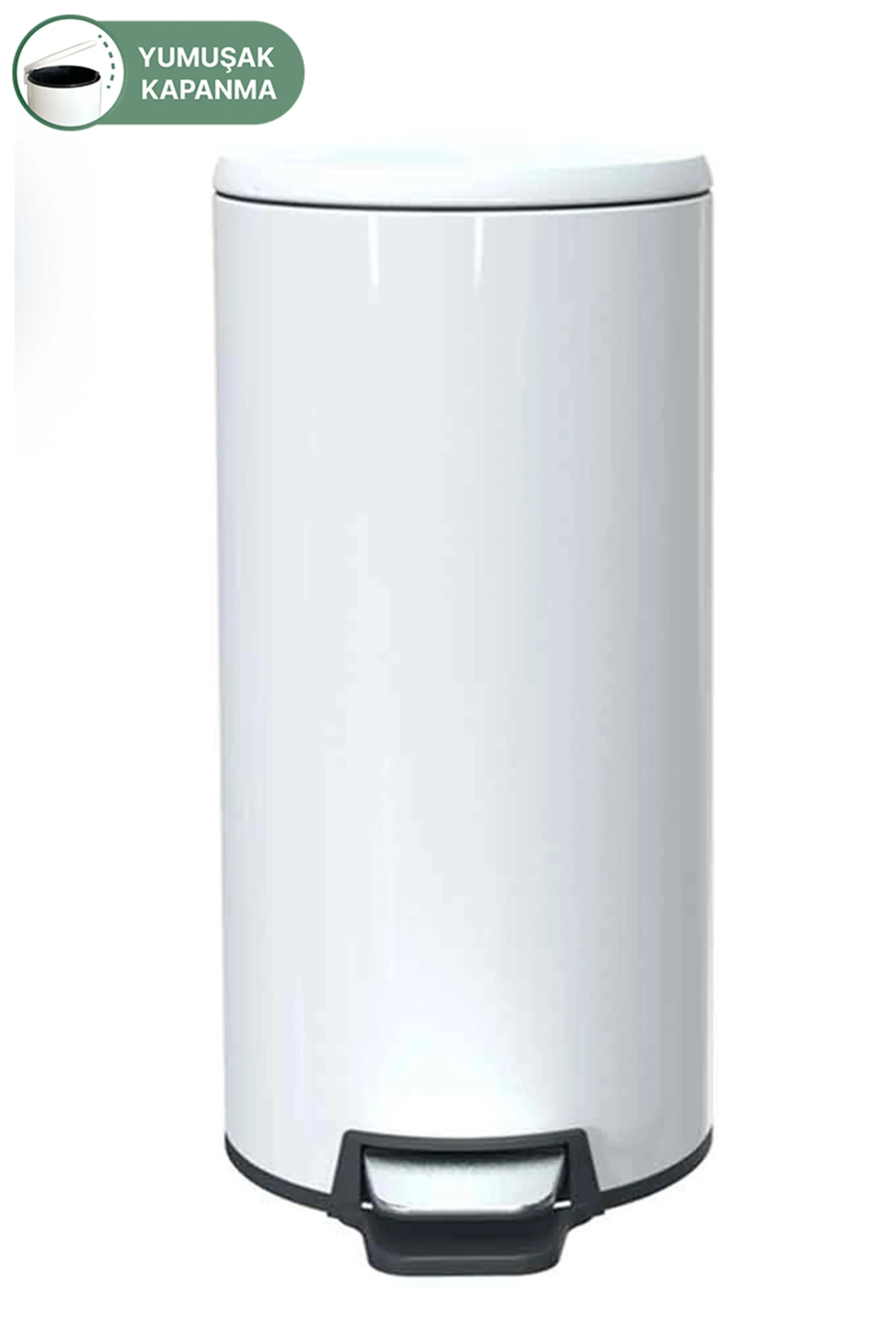 Cigo Pedallı Mutfak Banyo Çöp Kovası 20 Lt Beyaz-İç Kısım Siyah