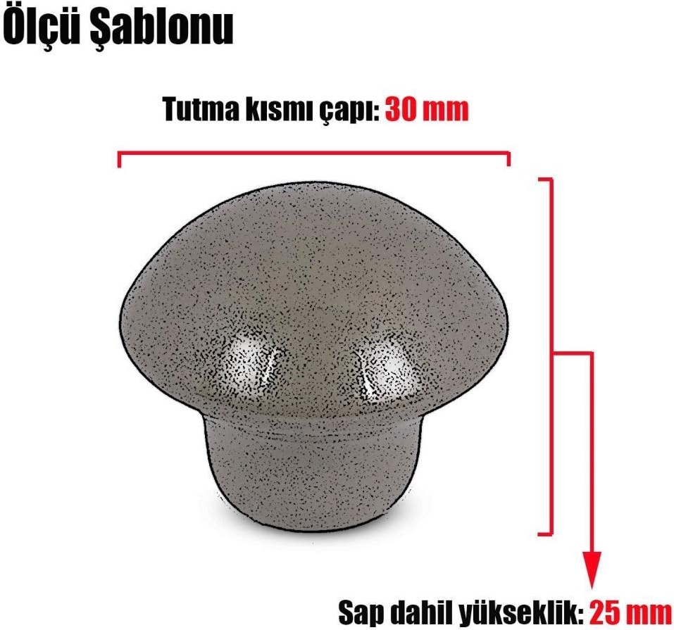 Mantar Düğme Kulp Çekmece Dolap Kapak Kulpu Kulbu Siyah
