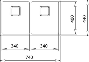 FLEXLINEA RS15 2B 740 Ankastre/Tezgaha Sıfır/Tezgahaltı Eviye Paslanmaz Çelik 74 cm 115030009